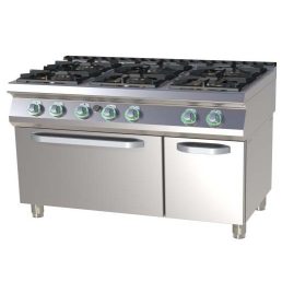   RM GASTRO SPT 7120-21 GE Gáztűzhely 6 égős (4x 7,5kW + 2x 4,5kW), elektromos statikus sütővel, 1200mm