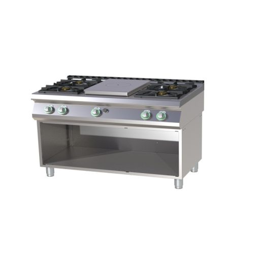 RM GASTRO STPS 7120 G Gáztűzhely 4 nyitott égős és középen zárt főzőlappal, alsó nyitott tárolóval