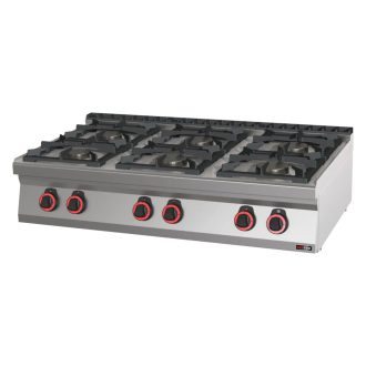   RM GASTRO REDFOX SPB 70/012 G Gáztűzhely asztali, 6 égős, 1200mm (2x3,5kW + 4x6kW)