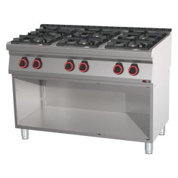   RM GASTRO REDFOX SPB 70/120 G Gáztűzhely, 6 égős, nyitott tárolószekrénnyel, 1200mm (2x3,5kW + 4x6kW)