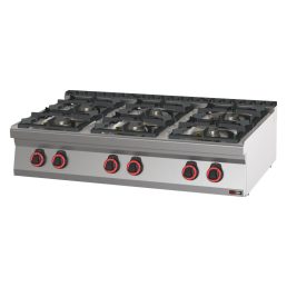   RM GASTRO REDFOX SP 70/012 G Gáztűzhely asztali, 6 égős, 1200mm (2x4,5kW + 4x7,5kW)