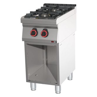   RM GASTRO REDFOX SP 70/40 G Gáztűzhely, 2 égős, nyitott tárolószekrénnyel, 400mm (4,5kW + 7,5kW)