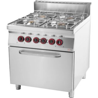   RM GASTRO REDFOX SPT 90/80-11 GE Gáztűzhely 4 égőrózsával, GN1/1 légkeveréses sütővel