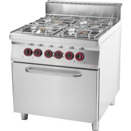   RM GASTRO REDFOX SPT 90/80-21 GE Gáztűzhely 4 égőrózsával, GN 2/1-es elektromos statikus sütővel