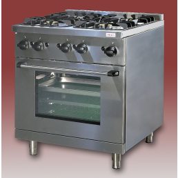   EMAX NGT-800 Gáztűzhely 4 égős 16,2kW, GN2/1 méretű gázüzemű sütővel