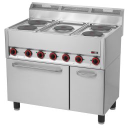   RM GASTRO REDFOX SPT 90/5 ELS Tűzhely elektromos 5 főzőlappal, elektromos légkeveréses sütővel és ajtós tárolóval