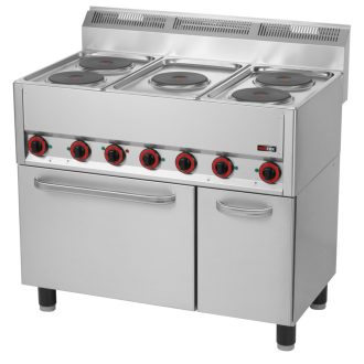   RM GASTRO REDFOX SPT 90/5 ELS Tűzhely elektromos 5 főzőlappal, elektromos légkeveréses sütővel és ajtós tárolóval
