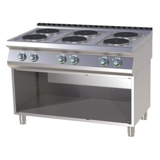  RM GASTRO SP 7120 E Tűzhely elektromos hat főzőlapos, nyitott tárolóval, 1200mm