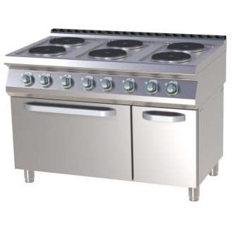   RM GASTRO SPT 7120-21 E Tűzhely elektromos hat főzőlapos, GN2/1 statikus sütővel, 1200mm