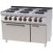 RM GASTRO REDFOX SPT 70/120 21 E Tűzhely elektromos, hat főzőlapos, GN2/1 statikus sütővel, tárolószekrénnyel, 1200mm