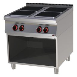   RM GASTRO REDFOX SPQ 90/80 E Tűzhely elektromos 4 négyzetes főzőlappal, nyitott tárolóval