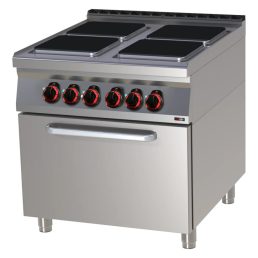   RM GASTRO REDFOX SPQT 90/80 11 E Tűzhely elektromos 4 négyzetes főzőlappal, GN1/1 méretű légkeveréses sütővel