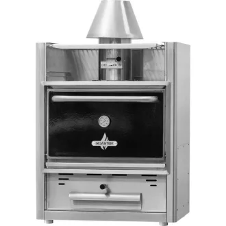   Faszenes grill sütőkemence, 65 adagos, 530x390mm-es grillrácsokkal, asztali kivitel – ROASTER R54