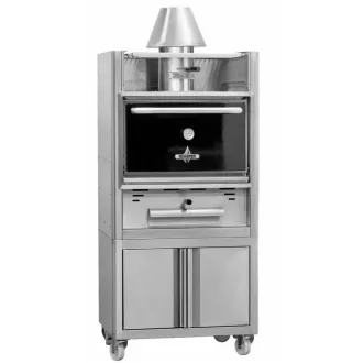   Faszenes grill sütőkemence, 65 adagos, 530x390mm-es grillrácsokkal, alsó tárolószekrénnyel – ROASTER ROC54