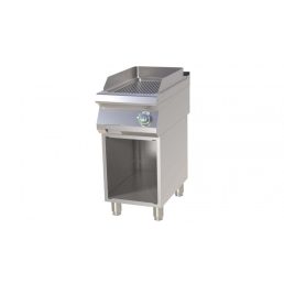   RM GASTRO FTRC 740 E Szeletsütő lap elektromos, bordázott króm sütőfelülettel, alsó nyitott tárolóval, 400mm