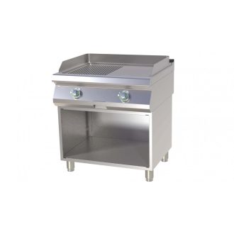   RM GASTRO FTHRC 780 E Szeletsütő lap 1/2 sima, 1/2 bordázott króm sütőfelülettel, elektromos, alsó nyitott tárolóval, 800mm