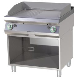   RM GASTRO FTHRC 780 G Szeletsütő lap, gázüzemű, króm 1/2 sima, 1/2 bordázott, gázüzemű, alsó nyitott tárolóval, 800mm
