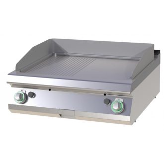   RM GASTRO FTHR 708 G Szeletsütő lap 1/2 sima, 1/2 bordázott sütőfelülettel, gázüzemű asztali, 800 mm