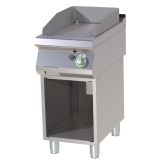   RM GASTRO FTRC 740 G Szeletsütő lap bordázott króm, gázüzemű, alsó nyitott tárolóval, 400mm