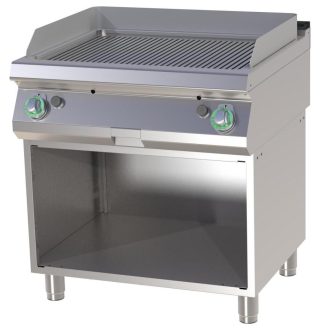   RM GASTRO FTR 780 G Szeletsütő lap bordázott, gázüzemű, alsó nyitott tárolóval, 800mm
