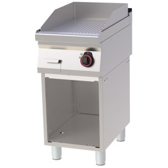   RM GASTRO REDFOX FTR 70/40 E Szeletsütő lap bordázott sütőfelülettel, elektromos, nyitott tárolószekrénnyel, 400mm