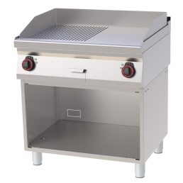   RM GASTRO REDFOX FTHR 70/80 E Szeletsütő lap sima+bordázott sütőfelülettel, elektromos, nyitott tárolószekrénnyel, 800mm