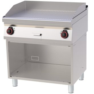   RM GASTRO REDFOX FTR 70/80 E Szeletsütő lap bordázott sütőfelülettel, elektromos, nyitott tárolószekrénnyel, 800mm