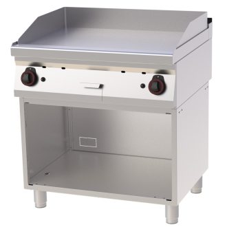   RM GASTRO REDFOX FTH 70/80 G Szeletsütő lap sima sütőfelülettel, gázüzemű, nyitott tárolószekrénnyel, 800mm