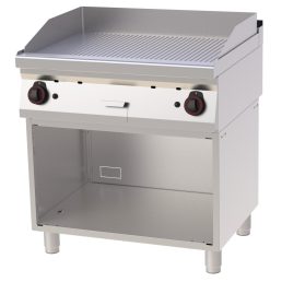   RM GASTRO REDFOX FTR 70/80 G Szeletsütő lap bordázott sütőfelülettel, gázüzemű, nyitott tárolószekrénnyel, 800mm