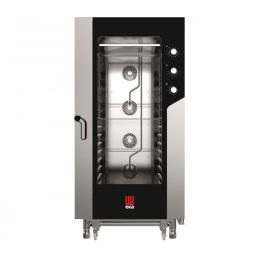   TECNOEKA MKF 1664 S Bekocsizható elektromos légkeveréses sütő 16x 60x40cm tálcahellyel, tekerőgombos vezérléssel, párásítás funkcióval, regálkocsival