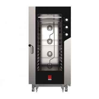   TECNOEKA MKF 1664 S Bekocsizható elektromos légkeveréses sütő 16x 60x40cm tálcahellyel, tekerőgombos vezérléssel, párásítás funkcióval, regálkocsival