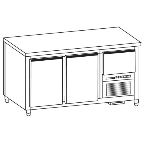 Önkiszolgáló pultsor hűtött munkaasztala rm.fedlappal, 2ajtós/1fiók, hossz: 135cm – COLD G220-13N