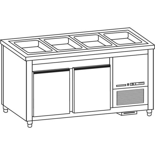 Önkiszolgáló pultsor salátahűtő pultja 2*GN1/1, rm.fedlappal, hossz: 90cm – COLD G210-09N