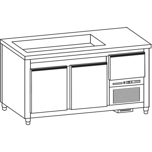 Önkiszolgáló pultsor italhűtő pultja rm.fedlappal, hossz: 135cm – COLD G215-13N