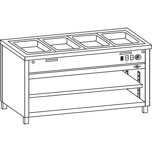 Önkiszolgáló pultsor vízfürdős melegentartója 2*GN1/1 osztatlan medencével, rm.fedlappal – COLD G271-09NE