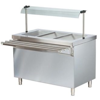   ARISCO BTEB 711 FN Bain-marie vízfürdős melegentartó pultelem nyitott szekrénnyel, rozsdamentes, GN3/1, 1150mm