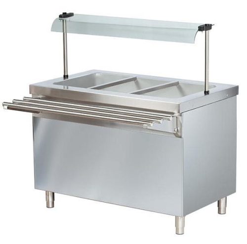 ARISCO BTEB 711 FN Bain-marie vízfürdős melegentartó pultelem nyitott szekrénnyel, rozsdamentes, GN3/1, 1150mm