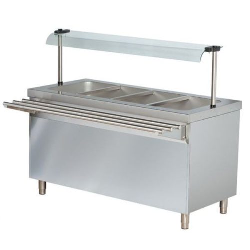 ARISCO BTEB 714 FN Bain-marie vízfürdős melegentartó pultelem nyitott szekrénnyel, rozsdamentes, GN 4x 1/1, 1470 mm