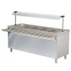 ARISCO BTEB 718 FN Bain-marie vízfürdős melegentartó pultelem nyitott szekrénnyel, rozsdamentes, GN5/1, 1800mm