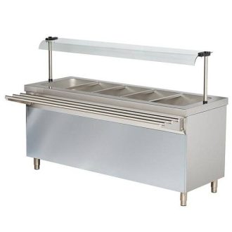   ARISCO BTEB 718 FN Bain-marie vízfürdős melegentartó pultelem nyitott szekrénnyel, rozsdamentes, GN5/1, 1800mm