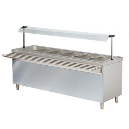   ARISCO BTEB 721 FN Bain-marie vízfürdős melegentartó pultelem nyitott szekrénnyel, rozsdamentes, GN6/1, 2100mm