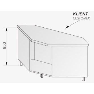   Önkiszolgáló pultsor 90°-os külső sarokeleme rozsdamentes fedlappal – COLD G290-09N