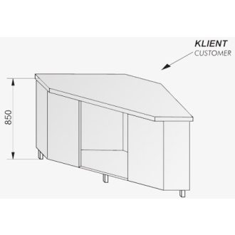   Önkiszolgáló pultsor 90°-os belső sarokeleme grámit fedlappal – COLD G291-09G