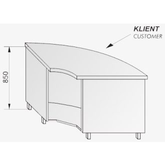   Önkiszolgáló pultsor kis ívű 90°-os külső sarokeleme gránit fedlappal – COLD G292-07G