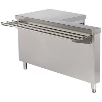   ARISCO BTU 715 AR Kassza pultelem tálcasínnel, rozsdamentes acél, jobbos kivitel, 1470mm