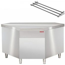  ARISCO BTCU 720 F Sarok pultelem - külső 90°-os, tálcasínnel, rozsdamentes acél kivitel