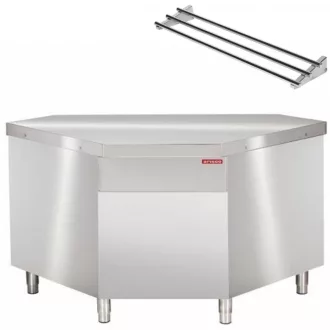   ARISCO BTCU 720 F Sarok pultelem - külső 90°-os, tálcasínnel, rozsdamentes acél kivitel