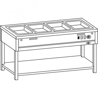   Vízfűrdős melegentartó, nyitott, alsó polccal, 2*GN1/1, OSZTATLAN medencével – COLD G070-02E