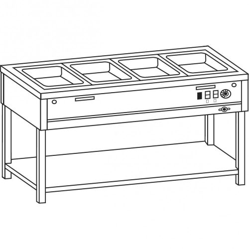 Vízfűrdős melegentartó, nyitott, alsó polccal, 2*GN1/1, OSZTATLAN medencével – COLD G070-02E