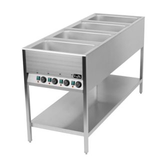   RM GASTRO BMSK 4120 Vízfürdős melegentartó 4xGN1/1, fix kivitel, alsó polccal, kezelőpanel a rövid oldalon